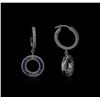 Image 2 : 0.50 ctw Multi Sapphire and Diamond Dangle Earrings - 14KT White Gold