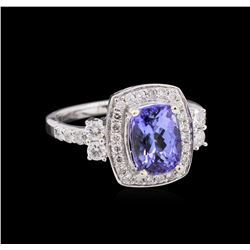 2.21 ctw Tanzanite and Diamond Ring - 14KT White Gold