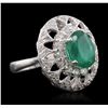 Image 1 : 14KT White Gold 2.21 ctw Emerald and Diamond Ring