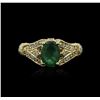 Image 2 : 14KT Yellow Gold 1.19 ctw Emerald and Diamond Ring