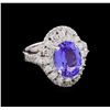 Image 1 : 3.30 ctw Tanzanite and Diamond Ring - 14KT White Gold
