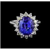 Image 2 : 6.88 ctw Tanzanite and Diamond Ring - 14KT White Gold