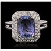 Image 2 : 14KT White Gold 3.57 ctw Tanzanite and Diamond Ring