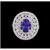 Image 2 : 18KT White Gold 2.42 ctw Tanzanite and Diamond Ring