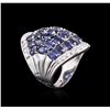 Image 3 : 14KT White Gold 7.25 ctw Sapphire and Diamond Ring