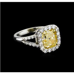 EGL USA Cert 2.86 ctw VS1 Fancy Yellow Diamond Ring - Platinum