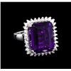 Image 1 : 12.82 ctw Amethyst and Diamond Ring - 14KT White Gold