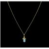 Image 2 : 0.57 ctw Opal and Diamond Pendant With Chain - 14KT Yellow Gold