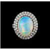 Image 2 : 10.20 ctw Opal and Diamond Ring - 14KT White Gold