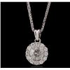Image 1 : 14KT White Gold 0.93 ctw Diamond Pendant With Chain