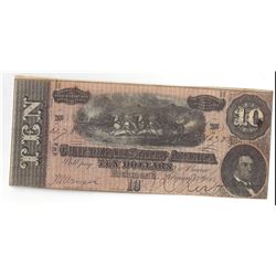 1864 $10 Confederate States of America Bank Note