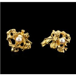 14KT Yellow Gold Pearl Cufflinks