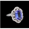 Image 1 : 4.60 ctw Tanzanite and Diamond Ring - 14KT White Gold