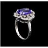 Image 4 : 4.60 ctw Tanzanite and Diamond Ring - 14KT White Gold