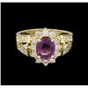 Image 2 : 1.72 ctw Pink Sapphire and Diamond Ring - 14KT Yellow Gold