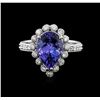 Image 2 : 14KT White Gold 3.73 ctw Tanzanite and Diamond Ring