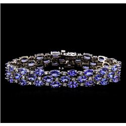 21.20 ctw Tanzanite and Diamond Bracelet - 14KT White Gold