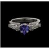 Image 2 : 0.80 ctw Tanzanite and Diamond Ring -14KT White Gold