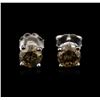 Image 1 : 14KT White Gold 1.15 ctw Fancy Brown Diamond Stud Earrings