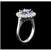Image 3 : 14KT White Gold 0.72 ctw Sapphire and Diamond Ring