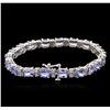 Image 2 : 14KT White Gold 14.06 ctw Tanzanite and Diamond Bracelet