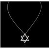 Image 2 : 14KT White Gold 0.79 ctw Diamond Star David Pendant With Chain