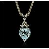 Image 1 : 14KT White Gold 0.50 ctw Aquamarine and Diamond Pendant With Chain