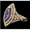 Image 1 : 14KT Yellow Gold 2.45 ctw Tanzanite and Diamond Ring