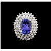 Image 2 : 14KT White Gold 4.46 ctw Tanzanite and Diamond Ring