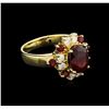 Image 1 : 3.65 ctw Ruby and Diamond Ring - 14KT Yellow Gold