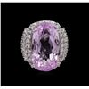Image 2 : 14KT White Gold GIA Certified 20.25 ctw Kunzite and Diamond Ring