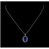 Image 2 : 7.74 ctw Tanzanite and Diamond Pendant With Chain - 14KT White Gold