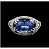 Image 2 : 14KT White Gold 4.14 ctw Tanzanite and Diamond Ring