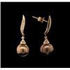 Image 2 : 0.12 ctw Tahitian Pearl and Diamond Earrings - 14KT Rose Gold