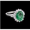 Image 1 : 2.95 ctw Emerald and Diamond Ring - 14KT White Gold