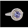Image 1 : 1.75 ctw Tanzanite and Diamond Ring - 14KT Two-Tone Gold