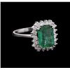 Image 1 : 2.10 ctw Emerald and Diamond Ring - 14KT White Gold