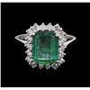 Image 2 : 2.10 ctw Emerald and Diamond Ring - 14KT White Gold