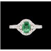 Image 2 : 0.73 ctw Emerald and Diamond Ring - 14KT White Gold