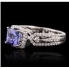 Image 2 : 18KT White Gold 1.62 ctw Tanzanite and Diamond Ring