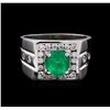 Image 2 : 1.38 ctw Emerald and Diamond Ring - 18KT White Gold