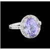 Image 1 : 3.28 ctw Tanzanite and Diamond Ring - 14KT White Gold