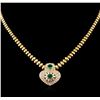 Image 1 : 1.52 ctw Emerald and Diamond Necklace - 14KT Yellow Gold