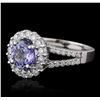 Image 1 : 14KT White Gold 1.63 ctw Tanzanite and Diamond Ring