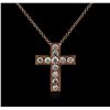 Image 1 : 14KT Rose Gold 0.26 ctw Diamond Cross Pendant With Chain