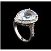 Image 4 : 5.58 ctw Aquamarine and Diamond Ring - 14KT White Gold