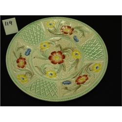 MAJOLICA Plate Floral/Diamond Pattern