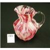 Image 1 : Art Glass Pitcher - Pink & White Swirl