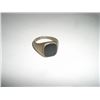 MENS VINTAGE HEAVY SOLID STERLING SILVER RING WITH LARGE BLACK ONYX GEMSTONE STAMPED *STERLING* AND