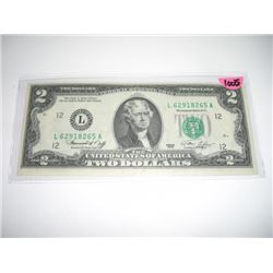 1976 BICENTENNIAL SERIES EXTREMELY RARE *VERY HIGH GRADE* $2.00 SERIAL # L62918265A. DOLLAR CAME OUT